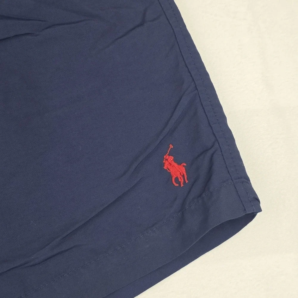 Polo Ralph Lauren Men's XL Navy Red Swim Trunks Mesh Lined Drawstring Pony
